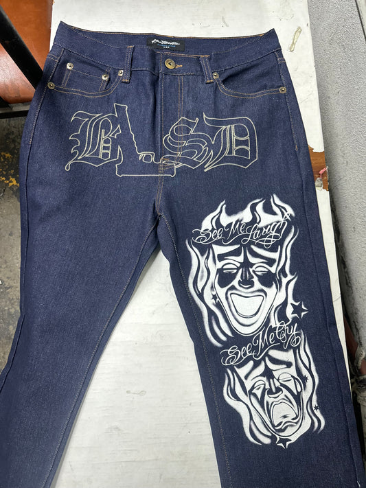 denim blue Smile now Cry Later Jeans